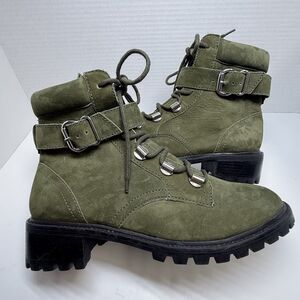 SCHUTZ Inaiah Combat Hiking Boot Army Green Suede Sz 8.5 New